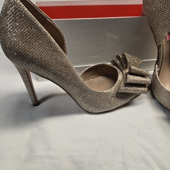 BETSYJOHNSON/Elegant Glittering Heels with Bow Accent - Picture 1 of 3